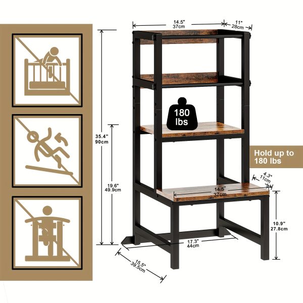product-fancy-e565c14a-7d71-4c7c-bfb6-05fb1af164e9 Adjustable Toddler Step Stool with Safety Rail, Wooden & Steel Learning Tower for Kids, Height Adjustable Kitchen Stool for Toddlers