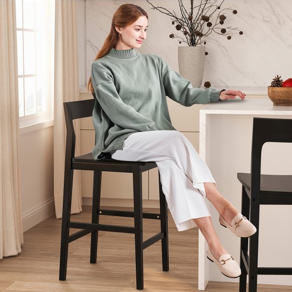 product-fancy-e572a3a0-a2c8-44aa-9028-7482f367cbb6 Counter Height Stools Set of 2, Farmhouse 25" Bar Stools with Solid Wood Legs& Back, Mid Century Modern Barstools Chairs for Kitchen Island, Dining Room, Cafe, Pub, Brown, Black
