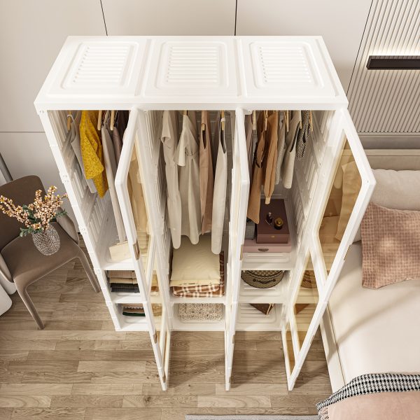 product-fancy-e57c0fa4-789d-4256-a8fa-9f6ec2a3a31c Magnetic Transparent Door Portable Wardrobe, with A Sturdy, Foldable Frame And Easy Assembly. Features 2 Or 3 Hanging Rods for Clothing Storage, Suitable for Bedrooms, Living Rooms, Dormitories, And Apartments.