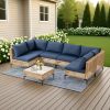 WENTUM 7pcs Outdoor Sectional Sofa Set, Boho Wicker Rattan Patio Furniture with Cushions And Table for Patio, Lawn, Backyard, Porch