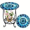 product-fancy-e5cb5cc8-07b2-467c-aa1b-a3d9b1e4bc02 14" Round End Table Unique Pattern Printed with Birds, Butterflies And Flowers, with A Metal Frame for Storage At The Bottom And Metal Scrollwork Accent Side Table