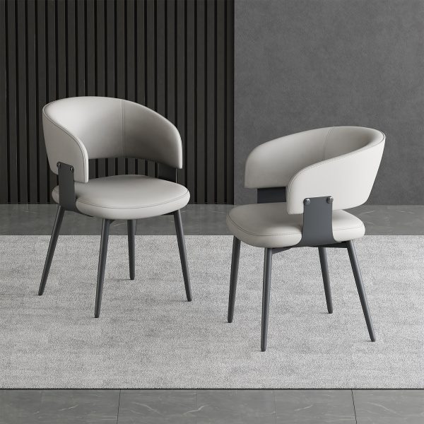 product-fancy-e5d84661-a03a-415c-bff2-b0e8696a8e3c Modern Dining Chairs Set (2pcs), Faux Leather Upholstered Kitchen Chairs, Curved Back, Metal Legs, Mid Century Style, Suitable for Dining Room And Kitchen