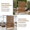 product-fancy-e5d9ba78-13aa-4b35-87d3-23a90424459b Walnut Brown Metal Privacy Screen 76"X48" Freestanding, Premium Indoor Outdoor Decorative Fence Panel Divider for Deck Balcony Patio Backyard Lawn Garden Pool Yard Porch Front Yard Bedroom Living Room Office Studio Entryway Hallway Decorative Fence