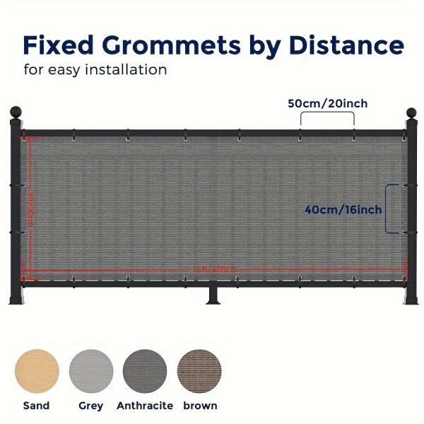 product-fancy-e5f244a2-7746-40fe-ab2c-f05cf9b56c74 3*16ft, Balcony Privacy Screen Fence Cover Net, Fencing Mesh Shade Net, Windproof Sun Shade, Outdoor Protection Fencing Net, Balcony Mesh Net for Patio, Fence, Backyard, Porch(Black Brown Green Gray Sand White Blue)