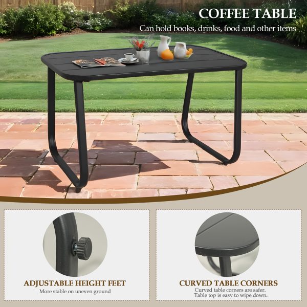 [Outdoor Textilene Set] 4pcs Patio Furniture Set, Outdoor Textilene Conversation Set with Rocking Chairs And Loveseat, with Coffee Table for Garden, Balcony, Poolside, Backyard Lightweight, Water-Resistant And Uv-Resistant - Patio Furniture Outdoor