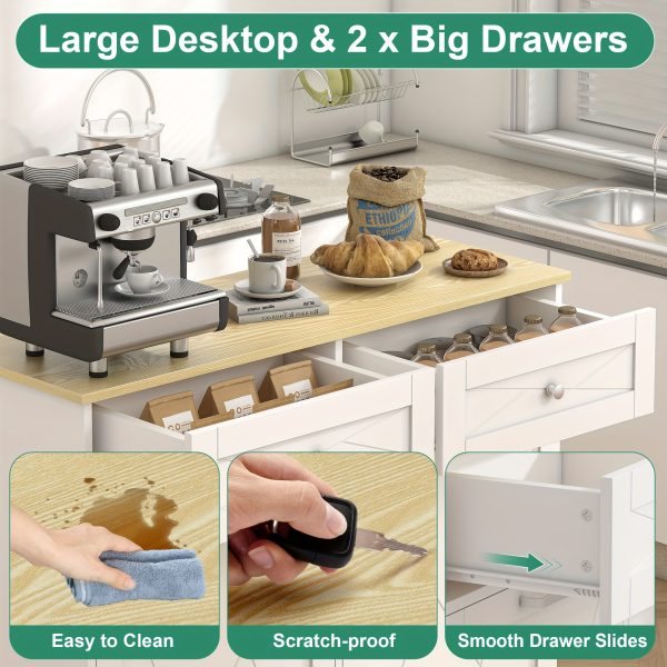 Wood Kitchen Pantry Island with Tilt-Out Trash Cabinet & Laundry Hamper - Adjustable Shelf Suitable for for, Suitable for Small Spaces, Hidden with Drawers, Tilt-Out Basket System, Space-Saving
