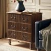 product-fancy-e66f1336-3ea3-4601-a2bb-3df300eb4bbf French Country 3-Drawer End Table with Paulownia Wood - Space-Saving 30-Inch Rustic Nightstand, Assembly for Living Room, Bedroom, Entryway - Compact Storage Furniture ( Wood Grain)