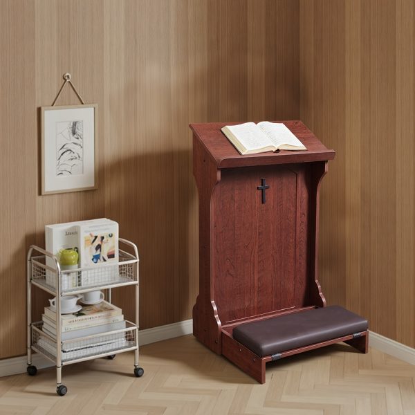 product-fancy-e688cfcf-ebd8-46c3-8b03-69803da99ca2 Traditional Wooden Kneeling Prayer Stool with Padded Bench And Bible Stand-36-Inch Church-Style Prayer Station, Suitable for Homes, Small Chapels, And Religious Worship. Prayer Stool Kneeling Pad, for Home Wooden Kneeling Pad, Church Kneeling Stool