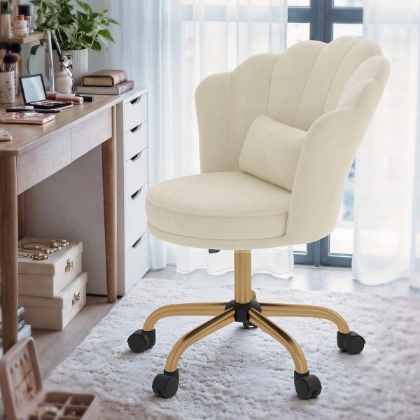 product-fancy-e68c539a-2115-4f21-839a-6467643e848f Girls' & Women' Luxury Velvet Tufted Vanity Chair with Wheels - Height Adjustable Upholstered Desk Chair Suitable for Bedroom, Living Room, Dressing Table, Soft Cushioning, No Assembly Required, Contemporary Petal for Home Office