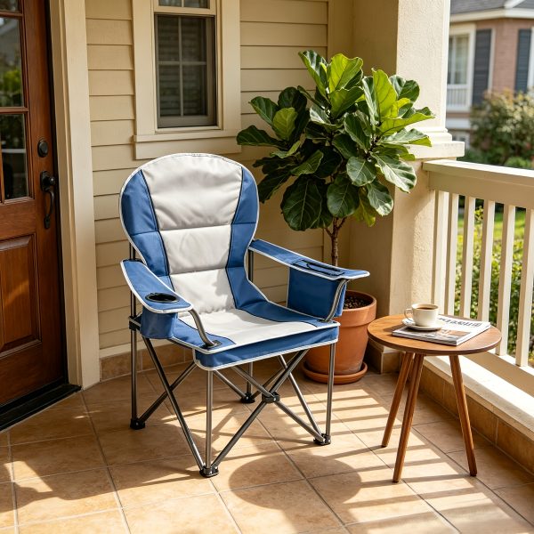 product-fancy-e6b5242c-4511-4e26-9c1c-73e7613f66fb Extra Large Camping Folding Chair with Organizer Bag, Side Mesh Bag, Mesh Cup Holder And Sporting Goods Bag, Suitable for Lawn, 500 Lbs. Weight Capacity