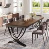product-fancy-e6bdab68-af76-4a93-84ff-0679d1269597 78" Farmhouse Rectangular Dining Table for 6-8 People - Heavy-Duty Metal Legs & Engineered Wood Top, Weather-Resistant Brown Table for Kitchen, Dining Room, Living Room (Assembly Required), Kitchen Table, Classic Elegant Design, Durable Construction