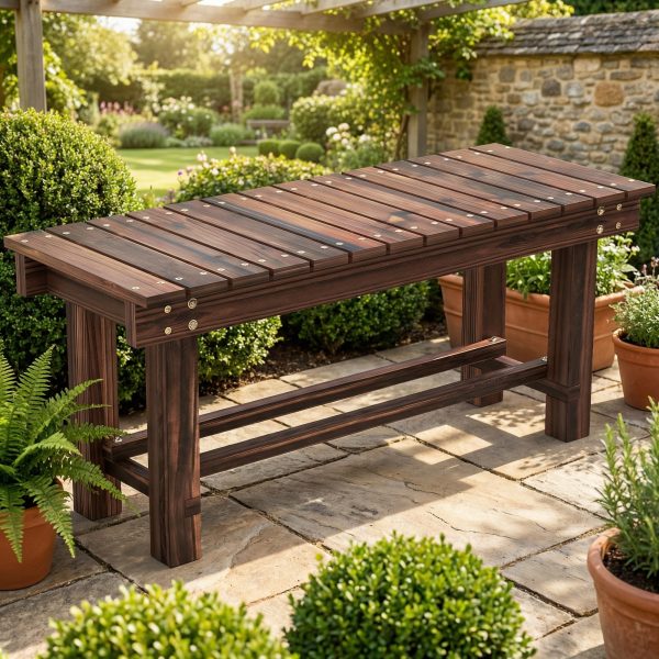 product-fancy-e6c95372-79b4-412a-a4d1-74cbe5aca0cc Carbonized Wood Garden Bench for 0.8 People, Measuring 35.4 Inches
