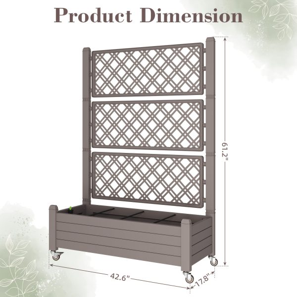 Privacy Planters with Trellises, Raised Flower Bed Privacy Screens with Drainage Holes, Outdoor Planters for Climbing Plants, Suitable for Patios, Gardens, And Courtyards, Outdoor Privacy Screens, Freestanding Decorative Fence Panels