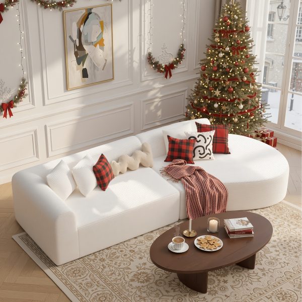 product-fancy-e71365af-3010-4da7-87cd-19232c180bec 116" Curved Sofa with Throw Pillows, 4-Seater Luxury Chenille Fabric with Fully Assembled Long Lounge Sofa, Living Room Curved Sectional Sofa Chaise Lounge
