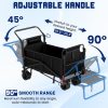 [Heavy Duty Folding Wagon] LEVELEVE Heavy Duty Folding Wagon-2-in-1 Collapsible Cart 400lb, 650lb Capacity All-Terrain Wheels W/Brakes And ASide Pockets