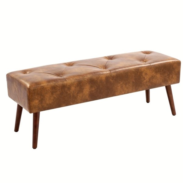 product-fancy-e762424d-527b-4d35-8d1e-ff2b24d2b997 44-inch Brown Pu Bench, Bedroom Bench, Living Room Shoe Bench, Suitable for Multiple Scenes, Multiple Colors Available