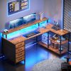 product-fancy-e7839567-61f6-4ddd-bf67-e43af382741b L-Shaped Workstation Featuring Four Drawers, Storage Shelves, And LED Lighting, Suitable for a Home Office