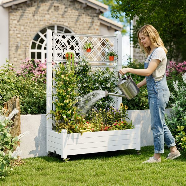 Privacy Planters with Trellises, Raised Flower Bed Privacy Screens with Drainage Holes, Outdoor Planters for Climbing Plants, Suitable for Patios, Gardens, And Courtyards, Outdoor Privacy Screens, Freestanding Decorative Fence Panels