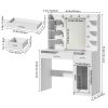 product-fancy-e7c0681d-4309-4d1a-a207-d2a6ce09204f WHONLINE 1pc Vanity Desk with Mirror And Lights, Makeup Vanity Desk with Lights 3 Colors, Bedroom Vanity with Multiple Drawers, And Open Storage Space, Power Outlet, for Bedroom, White, Heavy Duty Dresser, for Halloween And Christmas