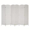[Folding Rattan Room Divider] 6-Panel Folding Rattan Room Divider, 70.87'' H Folding Space Separator Partition Wall Dividers, Freestanding Hinged Privacy Screen