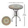 Mosaic Round Side Table, Creative Decorative Wrought Iron Small Coffee Table, Indoor Living Room Balcony Courtyard Corner Table, 1 pc, Multi-Color Optional