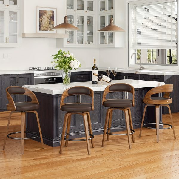product-fancy-e802c8f7-1f0f-46b4-9663-93e0e7d1c829 3/4pcs Bar Stool Set: Luxurious Faux Leather, Swivel And Armless Kitchen Counter Stools with Thickened Cushion And Back Support, Designed for Kitchen Islands And Bar Counters
