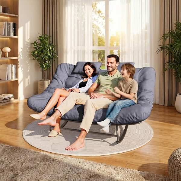 product-fancy-e823f1c7-0bb6-4af1-9028-6caf995fe5d9 Large Papasan Rocking Chair, Double Rocking Chair with Thick Cushions And Rattan Frame, Oversized Lounge Chair for Nurseries, Suitable for Rooms, Living Rooms, Bedrooms, And Apartments (Gray)