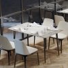 product-fancy-e8358c16-a85f-4fd7-9b54-0f78b81a131f AESOME 47.2" Dining Table - Rectangular 4-6 Seat Dinner Table With Marble Sintered Stone Table Top - Tapered Metal Legs For Dining Room Restaurant And Living Room Furniture