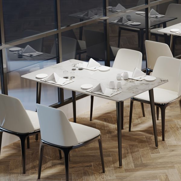 product-fancy-e8358c16-a85f-4fd7-9b54-0f78b81a131f AESOME 47.2" Dining Table - Rectangular 4-6 Seat Dinner Table With Marble Sintered Stone Table Top - Tapered Metal Legs For Dining Room Restaurant And Living Room Furniture