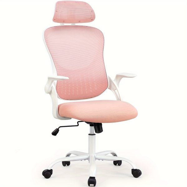 product-fancy-e8502274-f86d-4993-a4c8-c999bd9b502f Ergonomic Office Desk Computer Chair - High Back Comfy Swivel - Home Gaming Mesh Chairs With Wheels - 144° Tilt For Study - Adjustable Headrest - Comfortable Lumbar Support - Flip-up Arms