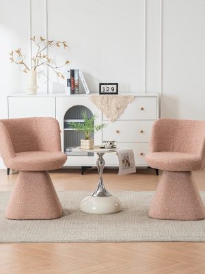 Swivel Accent Chair, Modern 360° Barrel Chair with Curved Backrest, Round Vanity Armchairs for Bedroom, Living Room, Reading Room