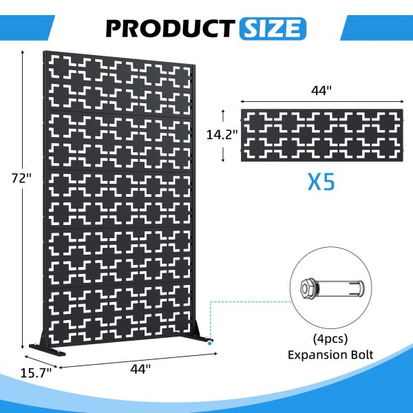 Outdoor Privacy Screens, Freestanding Metal Privacy Fence Panels for Garden, Patio, Balcony, Courtyard & Poolside, Indoor/Outdoor Use