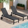 product-fancy-e8f2afe6-a16d-4644-8447-1345023b2bb2 2pcs Aluminum Chaise Lounge Chairs with Wheels Outdoor Adjustable Recliner Five-Position and Full Flat All Weather for Patio, Beach, Yard, Pool