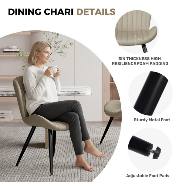 product-fancy-e8fcf139-bc77-427e-adac-9c4eef1a98ad Set Of 2/4 Dining Chairs - Boucle Upholstered Kitchen Chairs with Curved Backrest & Metal Legs - Mid Century Modern Round Dining Room Chairs for Vanity, Living Room