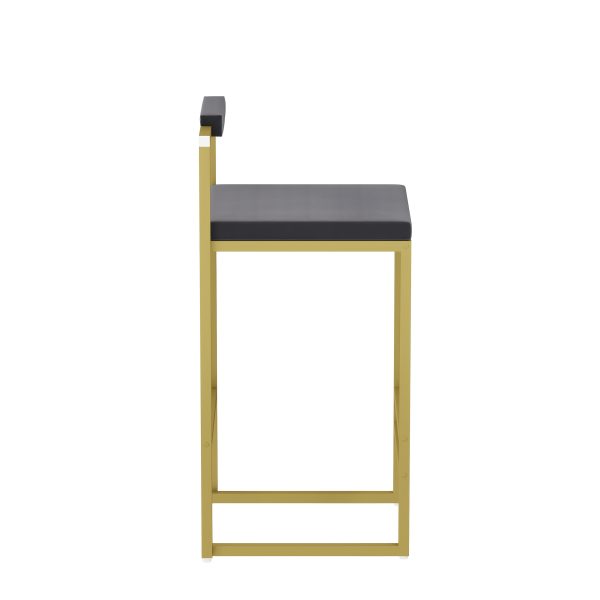 product-fancy-e900e2ac-6f4a-4043-8c67-c0130c40fb6c Set Of 2 Modern Oriental Style Bar Stools, Velvet Upholstered Counter Height Chairs with Backrest & Footrest, Golden Metal Frame Kitchen Island Dining Stools, Multi-Color & Multi-Finish New Asian Aesthetic