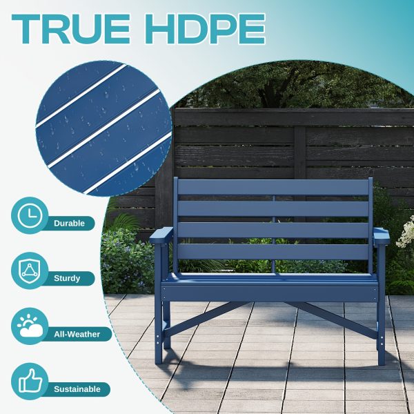product-fancy-e91255af-4e6a-42b1-ac8a-f2b0ce27e89d 51.5' Outdoor Bench Heavy Duty HDPE Garden Bench for Patio, Park, Porch & Backyard Comfortable 2-Person Seating Rust-Free & All Weather Resistant