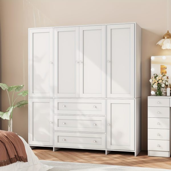 product-fancy-e91853ac-902d-4361-a694-fc6b224f8965 31.5"/47"/63" Large Wardrobe Armoire Closet with Hanging Rod, Mirror And Doors, Drawers & Shelves, for Bedroom