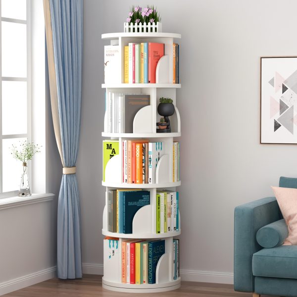 product-fancy-e92b99d5-97f4-4f1d-9ce2-f8196d1a12b9 360° Rotating Wooden Book Tower, Spinning Bookshelf with 4/5 Tiers for Office, Living Room, And Room