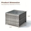 [Outdoor Coffee Table] 24" Square Outdoor Coffee Table Suitable for Backyard, Balcony & Deck - Handwoven PE Wicker Frame with Tempered Glass Top, All-Weather Bistro Table, Glass for Patio Furniture, Compact for Small Spaces, Garden Entertaining