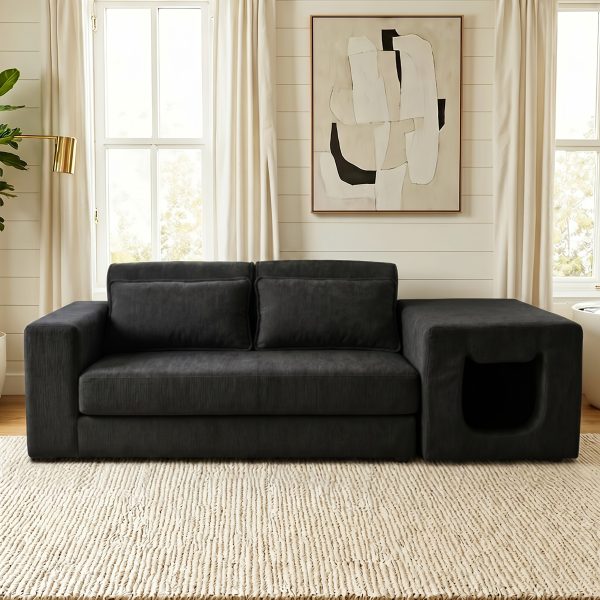 product-fancy-e9e2b009-75f1-4d71-aa97-3c5c771549e6 Comfy Deep-Seat Single Sofa with Exclusive Pet Resting Space, Made of High-Density And High-Resilience Foam. No Assembly Required, Multifunctional Modular Design, Suitable for Various Home Interior Decoration Scenarios