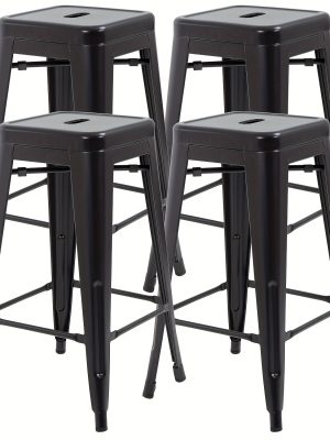 Metal Bar Stools Set of 4 Counter Height Barstool Stackable Barstools 30 Inch Indoor Outdoor Patio Bar Stool Home Kitchen Dining Stool Backless Bar Chair