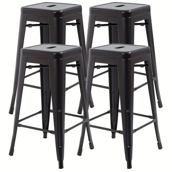 Metal Bar Stools Set of 4 Counter Height Barstool Stackable Barstools 30 Inch Indoor Outdoor Patio Bar Stool Home Kitchen Dining Stool Backless Bar Chair