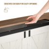 product-fancy-ea39887d-a4f8-4e29-bf88-5d4b0279ab8c 59" Storage Bench with Two Safety Hinges, Oversized Farmhouse Wooden Storage Box, Flip-Top Storage Ottoman, Entryway Bench for Bedroom and Living Room, White and Brown/White/Black