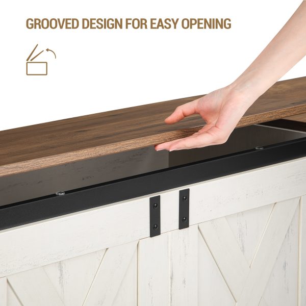 product-fancy-ea39887d-a4f8-4e29-bf88-5d4b0279ab8c 59" Storage Bench with Two Safety Hinges, Oversized Farmhouse Wooden Storage Box, Flip-Top Storage Ottoman, Entryway Bench for Bedroom and Living Room, White and Brown/White/Black