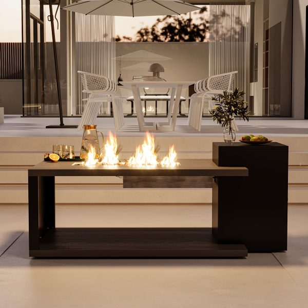 product-fancy-ea6ddf1c-0189-4568-8147-bf1aa4ca5347 53.1'' Wide Modern Outdoor/ Coffee Table & Side Table - All-Weather & Steel with Wood Grain, Low-Maintenance Furniture for Living Room, Balcony, Courtyard - Easy Assembly (Some Tools Required)