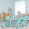 product-fancy-eaa6bca8-be32-4865-9343-4a1b10acebb4 Kids Table And 6 Chairs Set, Rectangular Plastic Graffiti Desk, Preschool Activity Art Craft Table, for Boys And Girls Halloween Christmas Gifts