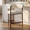 product-fancy-eab025f2-311e-4d18-80fa-f3312c74c9e8 KERDOM 26'' Tall Bar Stools, Upholstered in Linen Fabric with Backrest And Footrest, Spacious Cushion Seat for Kitchen Islands, Dining High Chair for Restaurant Counters, Curved Back Support
