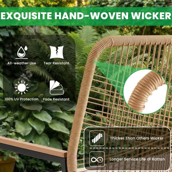[Rattan Dining Chair Set] Outdoor Rattan Dining Chair Set of 2/4, Wide Outdoor Rattan Chair with 21-Inch Seat Width, Ergonomically Curved Backrest, Removable Cushion, Suitable for Patios, Lawns, Gardens, Backyards, Poolside, Balconies, and Other Spaces, Rattan Patio Chair