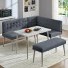 product-fancy-eb249e3b-d331-4662-93a8-5462fd3ccd15 3pcs L-Shaped Dining Nook Set with Bench, Modern Space-Saving Corner Breakfast Nook with Tufted Sofa And Marble-Look Table for Small Kitchens