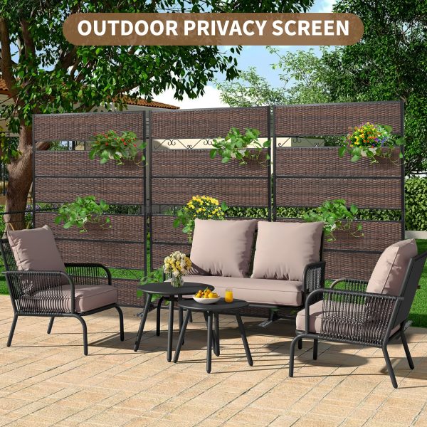 product-fancy-eb2df4ea-efa6-4445-bc74-3f771d020a9a 6-Foot Outdoor Privacy Barrier, Stylish Fence, Standalone Woven Rattan Partition for Patio, Balcony, Garden, Backyard, Deck, Porch, in Brown Color